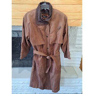 Adventure Bound Men's Leather Duster Long Length Trench Coat Lined Medium...